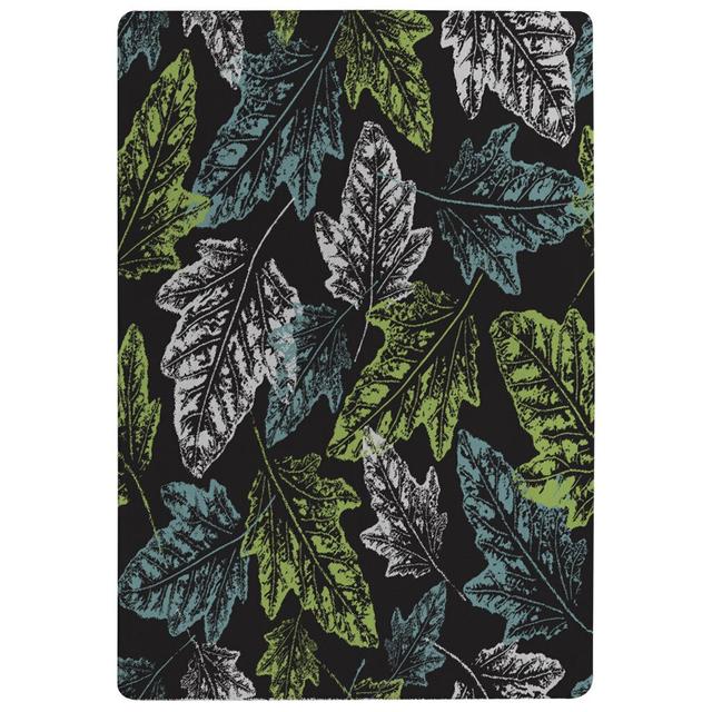 Murray Leaf Shaggy Black/Green/Blue Rug East Urban Home Rug Size: Rectangle 60 x 110cm on Productcaster.