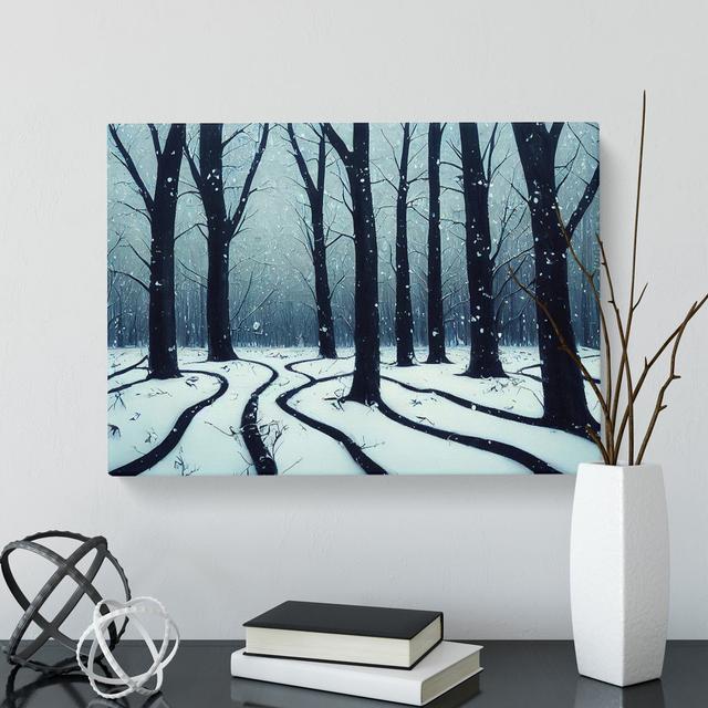 Winter Forest Paint Splat - Wrapped Canvas Graphic Art Alpen Home Size: 40cm H x 60cm W x 3cm D on Productcaster.