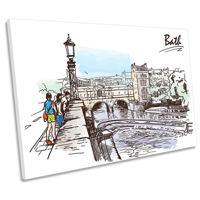 Bath City River Sketch Picture CANVAS WALL ART Print White Rosalind Wheeler Size: 30.5cm H x 45.7cm W on Productcaster.