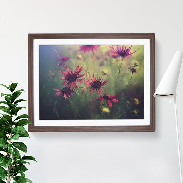 Mesmerising Wildflowers Floral - Single Picture Frame Painting Marlow Home Co. Frame Colour: Walnut, Size: 34cm H x 46cm W x 2cm D on Productcaster.