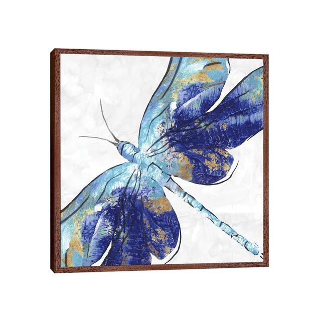 Blue Dragonfly by Eva Watts - Graphic Art Print on Canvas Lily Manor Size: 45.72cm H x 45.72cm W x 3.81cm D, Frame Option: Brown Framed on Productcaster.