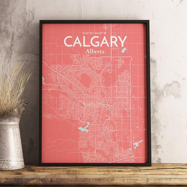 Calgary - Unframed Graphic Art Print on Paper East Urban Home Size: 70.8cm H x 40.6cm W x 0.1cm D, Colour: Red/White/Black on Productcaster.