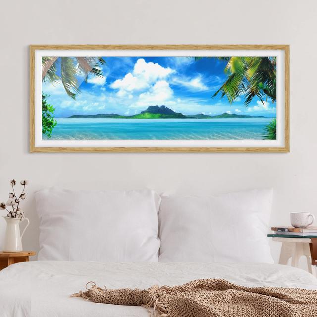 Picture With Frame - Dream Vacation - Panorama Landscape - B House of Hampton Rahmenauswahl: Brauner Rahmen, Maße: 20 cm H x 50 cm B x 2 cm T on Productcaster.