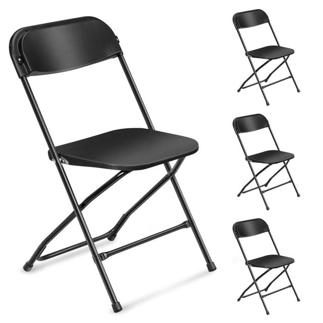 Plastic/Resin Folding Chair Set Inbox Zero Finish: Black on Productcaster.