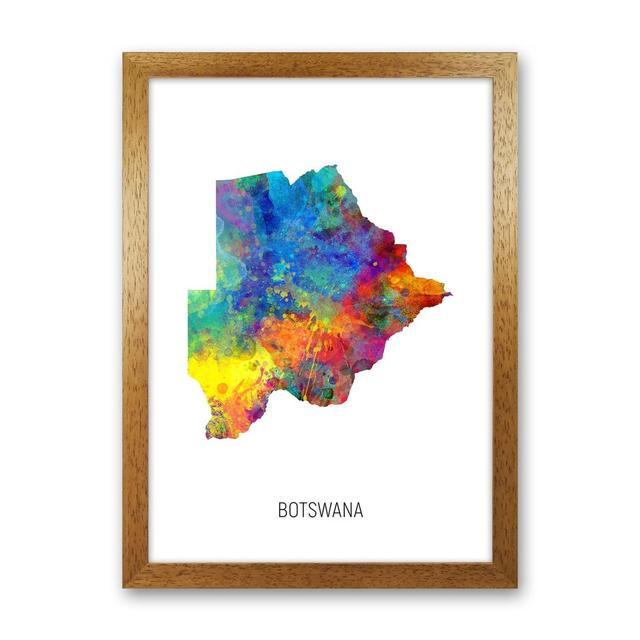 Botswana Watercolour Map by Michael Tompsett - Graphic Art Latitude Run Format: Brown Framed, Size: 63cm H x 46cm W x 3cm D on Productcaster.