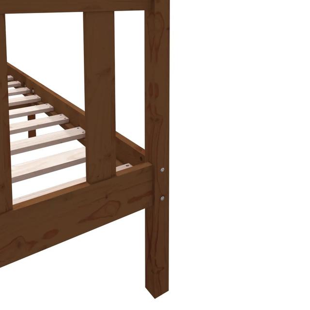 Bed Frame Solid Wood 17 Stories Size: 125.5 x 195.5 cm, Colour: Brown on Productcaster.