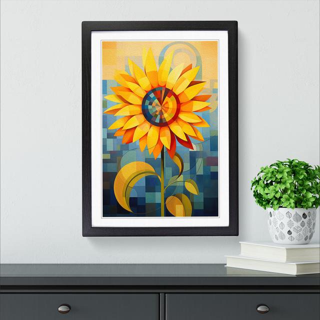 Sunflower Constructivism - Single Picture Frame Print on Wood Brambly Cottage Format: Black, Size: 64" H x 46" W x 2" D on Productcaster.