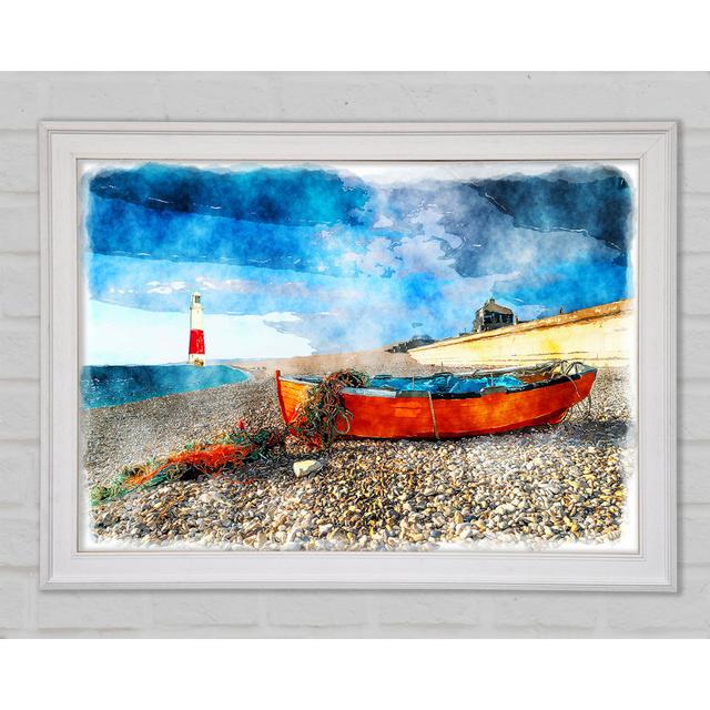 Sailboat Lighthouse 1 - Single Picture Frame Art Prints Longshore Tides Size: 42cm H x 59.7cm W x 1.5cm D on Productcaster.