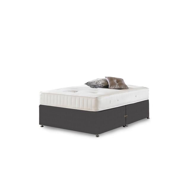 Asia Orthopaedic Divan Bed Fairmont Park Size: Double (4'6), Storage Type: No Storage, Colour: Steel Plush Velvet on Productcaster.