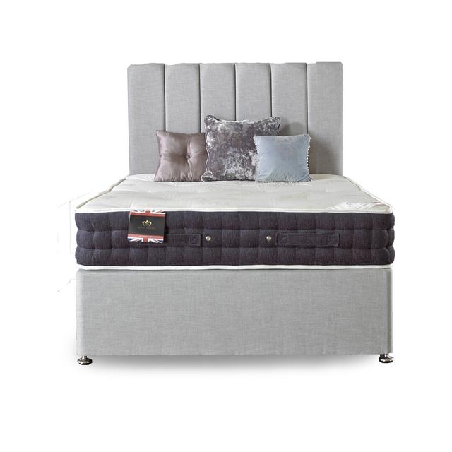 Asia Reflex Foam Divan Bed Fairmont Park Storage Type: 2 Drawers, Colour: Silver Linen, Size: Kingsize on Productcaster.