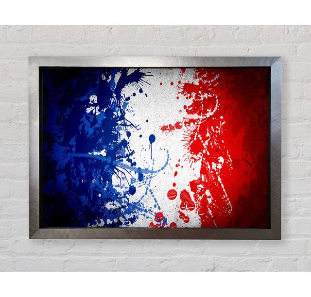 Gerahmtes Poster French Flag Grunge Metro Lane Größe: 42cm H x 59,7cm B x 3,4cm T, Format: Poster mit silberfarbenem Rahmen on Productcaster.