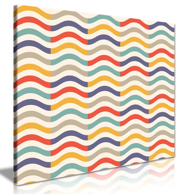 Abstract Retro Colorful Wave Pattern Canvas Wall Art Picture Print - Wrapped Canvas Art Prints Panther Print Size: 20cm H x 31cm W on Productcaster.