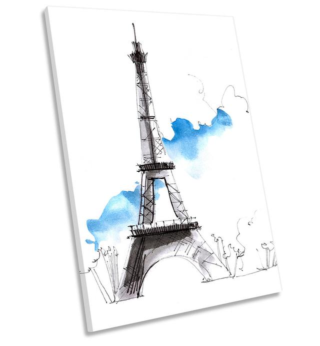 Eiffel Tower Paris Minimalistic - Wrapped Canvas Graphic Art Brambly Cottage Size: 137.2cm H x 91.4cm W x 4cm D on Productcaster.