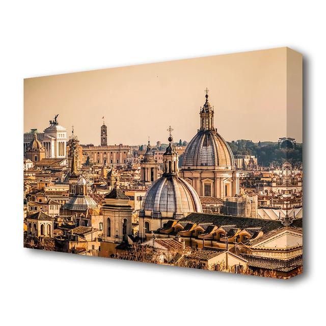 Ancient Buildings at Sunset Rome - Wrapped Canvas Photograph Print East Urban Home Size: 101.6 cm H x 142.2 cm W on Productcaster.