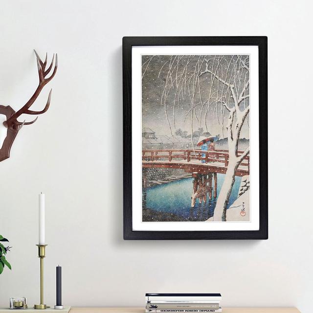 Two Crossing the Bridge by Hasui Kawase - Picture Frame Painting Print East Urban Home Frame Option: Black Framed, Size: 36cm H x 27cm W x 2cm D on Productcaster.