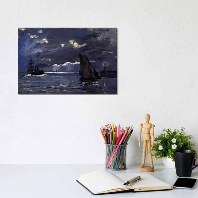 A Seascape, Shipping By Moonlight by Claude Monet - Print on Canvas Longshore Tides Format: Wrapped Canvas, Size: 20.32cm H x 30.48cm W x 1.91cm D on Productcaster.