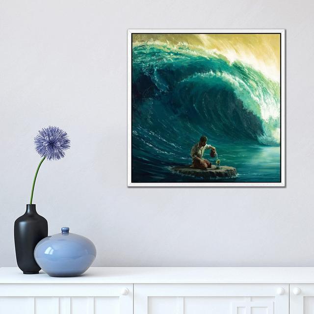 Tidal Wave by Christopher Clark - Floater Frame Print on Canvas 17 Stories Size: 45.72cm H x 45.72cm W x 3.81cm D, Format: White Framed Canvas on Productcaster.