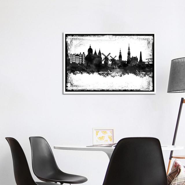 Black and White Framed Skylines Ivy Bronx Size: 66.04cm H x 101.6cm W x 3.81cm D, Format: White Framed Canvas on Productcaster.