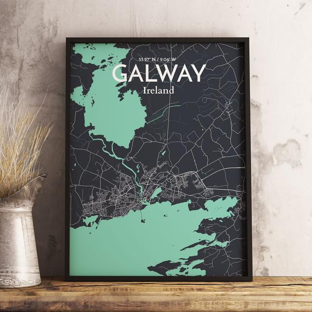 Galway City Map - Unframed Graphic Art Print on Paper East Urban Home Size: 43.2cm H x 27.9cm W x 0.13cm D on Productcaster.