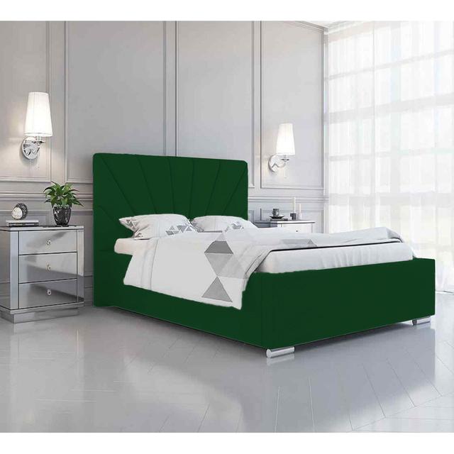 Abubaker Upholstered Bed Frame Canora Grey Colour: Green, Size: Double (4'6) on Productcaster.