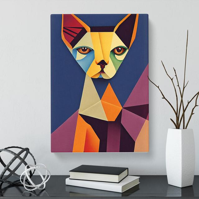 CAN-V0523-2286X Sphynx Cat Cubism - Wrapped Canvas Print Marlow Home Co. Size: 60cm H x 40cm W x 3cm D on Productcaster.