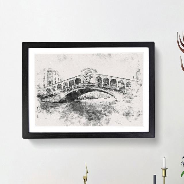 Rialto Bridge Venice Italy - Picture Frame Painting Print East Urban Home Size: 24cm H x 33cm W x 2cm D, Frame Option: Black Framed on Productcaster.