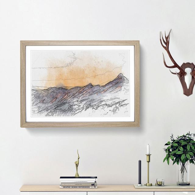 Mountain Colours in Abstract - Picture Frame Drawing Print East Urban Home Frame Option: Oak Framed, Size: 36cm H x 48cm W x 2cm D on Productcaster.