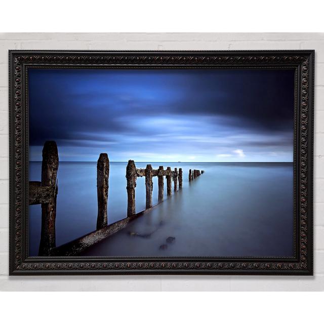 Evening Blue Sea Framed Print Highland Dunes Size: 84.1cm H x 118.9cm W on Productcaster.