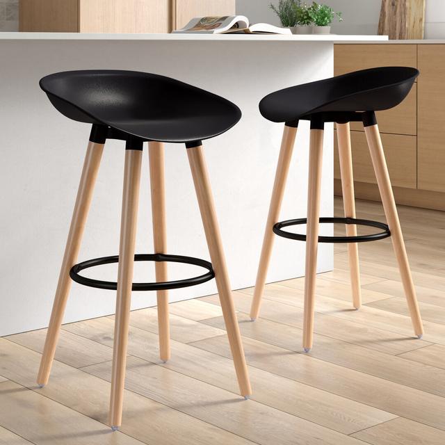 Tata 68cm Counter Stool with Solid Wood Frame (Set of 2) Hashtag Home Seat Colour: Black on Productcaster.