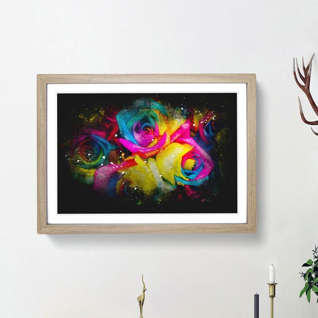 Multi-Coloured Rainbow Roses - Picture Frame Graphic Art Print East Urban Home Frame Option: Oak Framed, Size: 24cm H x 33cm W x 2cm D on Productcaster.