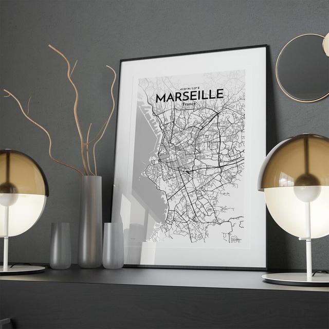 Marseille City Map In Tones - No Frame Print Borough Wharf Size: 17cm H x 11cm W x 0.05cm D on Productcaster.