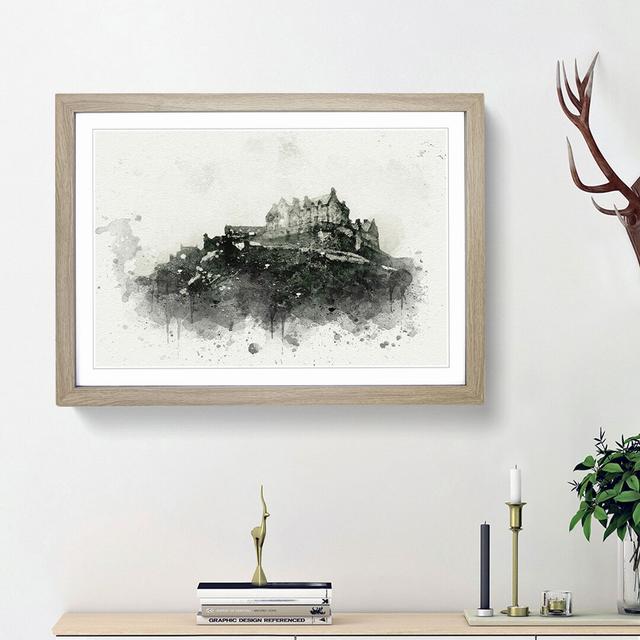 Edinburgh Castle in Scotland in Abstract - Picture Frame Painting Print East Urban Home Frame Option: Oak Framed, Size: 48cm H x 65cm W x 2cm D on Productcaster.