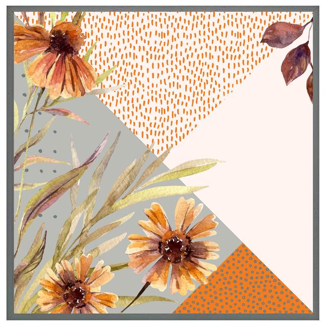 Sugarland Autumn Geometric Shapes and Flowers - Single Picture Frame Art Prints Bay Isle Home Size: 51cm H x 51cm W, Format: Grey Framed on Productcaster.