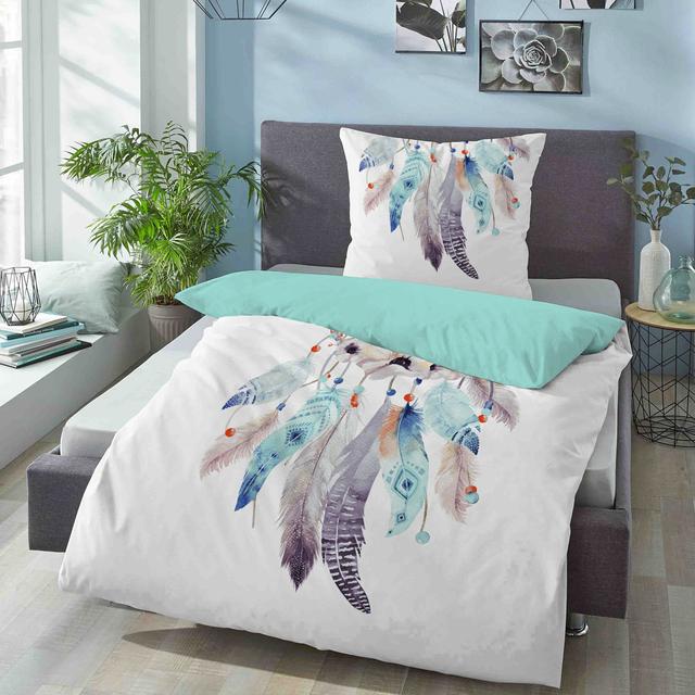 No Pattern Duvet Cover Set with Pillowcases biberna Colour: Sky Blue, Size: 155 x 220 cm - 1 Pillowcase ( 80 x 80 cm ) on Productcaster.