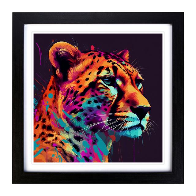 Cheetah Glitch Art - Single Picture Frame Print on Wood Latitude Vive Frame Colour: Black on Productcaster.