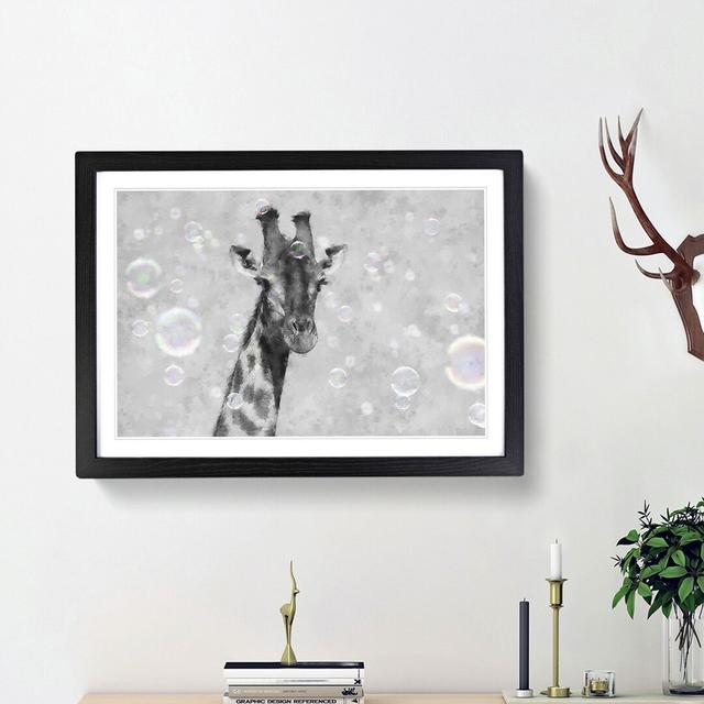 Giraffe Through the Bubbles - Picture Frame Painting Print East Urban Home Frame Option: Black Framed, Size: 33cm H x 45cm W x 2cm D on Productcaster.