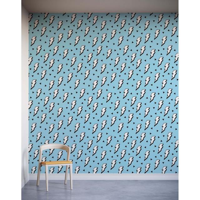 7m x 75cm Matte Childrens Lightning Bolt Wallpaper Roll Ebern Designs Colour: Blue on Productcaster.