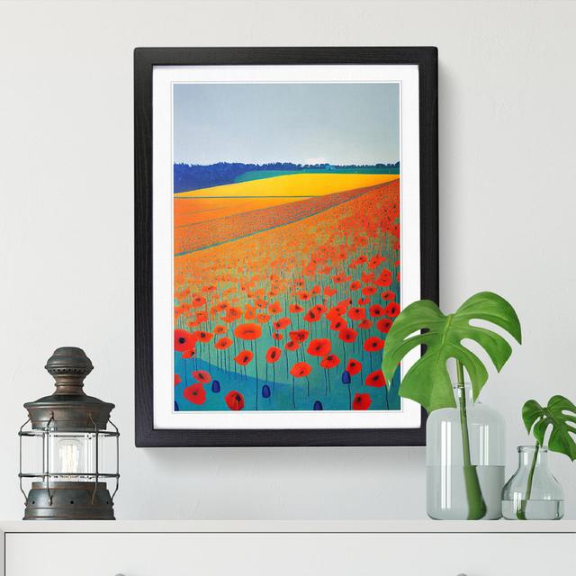 Unique Poppy Flower Field Vol.3 - Picture Frame Print Big Box Art Size: 34cm H x 25cm W x 2cm D, Frame Colour: Oak on Productcaster.