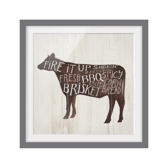 Picture With Frame - Farm BBQ - Cow - Square 1:1 Mat Maturi Frame Option: Grey Framed, Size: 50cm H x 50cm W x 2cm D on Productcaster.