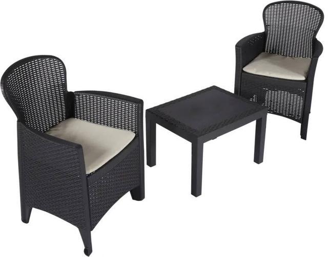 Dilana 2 Seater Rattan Conversation Set Dakota Fields Colour (Frame): Anthracite, Colour (Fabric): Beige on Productcaster.