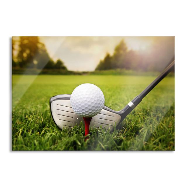 Glasbild Golf Abschlag Brayden Studio Größe: 70 cm H x 100 cm B x 0,4 cm T on Productcaster.