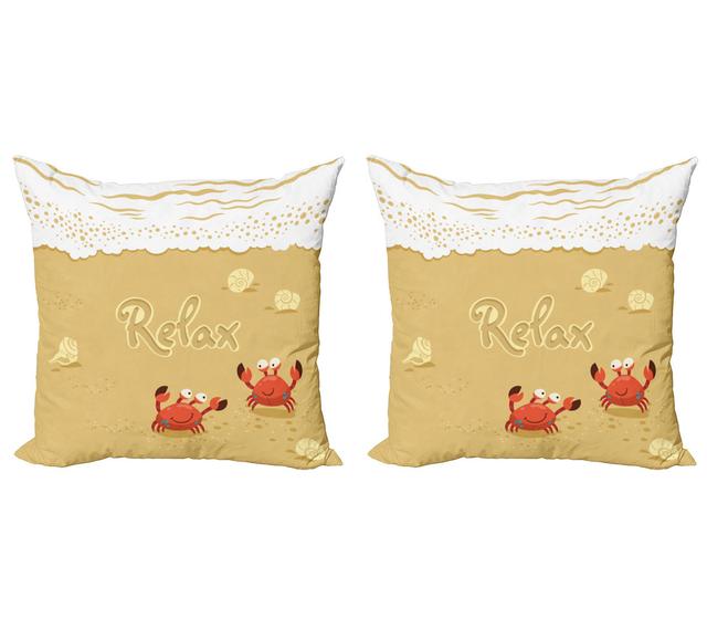 Pillow Cushion Cover Pack of 2, Card with Crabs Sea (Set of 2) East Urban Home on Productcaster.