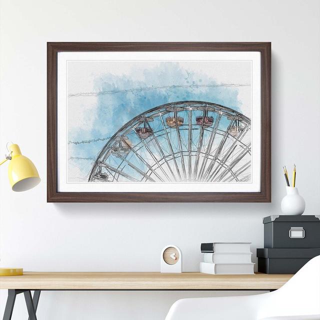 Santa Monica Pier Ferris Wheel in Abstract - Picture Frame Graphic Art Print East Urban Home Frame Option: Walnut, Size: 35cm H x 50cm W x 2cm D on Productcaster.