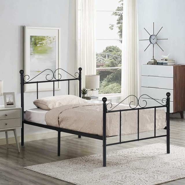 Halleck Bed Frame Marlow Home Co. Colour: Black, Size: Single (3') on Productcaster.