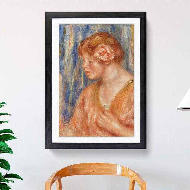 Young Woman with Rose by Pierre-Auguste Renoir - Picture Frame Painting East Urban Home Size: 65cm H x 48cm W x 2cm D, Frame Option: Black on Productcaster.