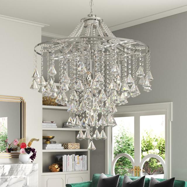 Hetrick 5-Light Crystal Chandelier Mercer41 Finish: Chrome on Productcaster.