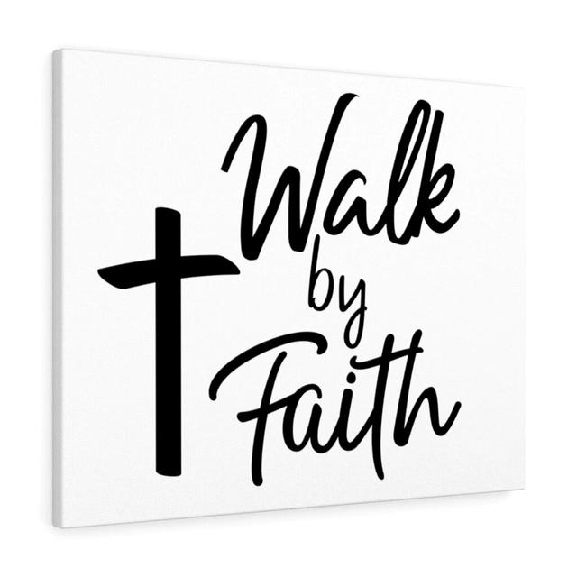 Walk by Faith - Wrapped Canvas Typography Blue Elephant Size: 46cm H x 61cm W on Productcaster.