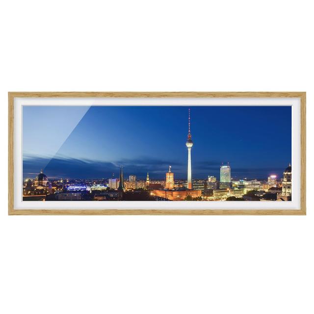 Television Tower at Night - Picture Frame Photograph Brayden Studio Size: 30cm H x 75cm W x 2cm D, Frame Option: Brown Framed on Productcaster.