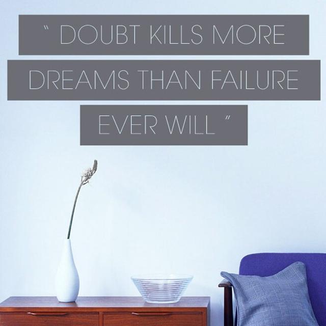 Doubt Kills More Than Dreams Wall Sticker East Urban Home Size: Medium, Colour: Shiny Gold on Productcaster.