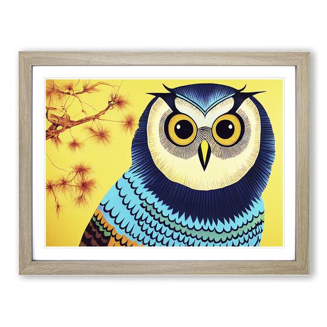 Vivacious Owl - Picture Frame Graphic Art Alpen Home Size: 46cm H x 64cm W x 2cm D, Frame Colour: Oak Framed on Productcaster.